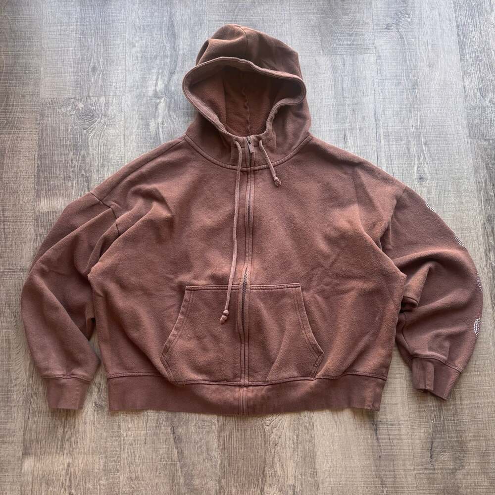 Victoria's Secret PINK Brown Rhinestone Heart Full-Zip Hoodie